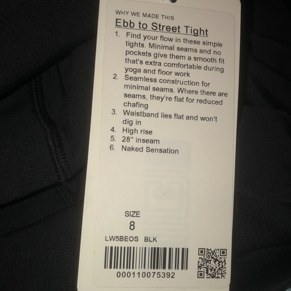 RARE NWT Women’s Lululemon Athletica Black Leggings Size 8 Inseam 28” - Picture 5 of 6